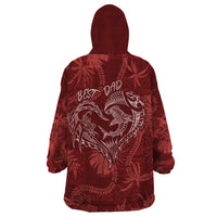Hawaii Father's Day Vintage Lei Wearable Blanket Hoodie Hauoli la Makuakane - Red LT7 - Polynesian Pride