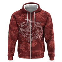 Hawaii Father's Day Vintage Lei Zip Hoodie Hauoli la Makuakane - Red LT7 Zip Hoodie Red - Polynesian Pride