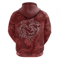 Hawaii Father's Day Vintage Lei Zip Hoodie Hauoli la Makuakane - Red LT7 - Polynesian Pride
