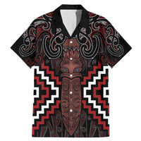 Maori Taiaha Whakairo Personalized Family Matching Mermaid Dress and Hawaiian Shirt Red Poutama Motifs LT7 Dad's Shirt - Short Sleeve Red - Polynesian Pride