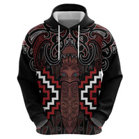 Maori Taiaha Whakairo Personalized Hoodie Red Poutama Motifs