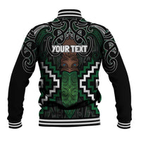 Maori Taiaha Pounamu Whakairo Personalized Baseball Jacket Jade Poutama Motifs
