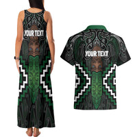 Maori Taiaha Pounamu Whakairo Personalized Couples Matching Tank Maxi Dress and Hawaiian Shirt Jade Poutama Motifs LT7 - Polynesian Pride