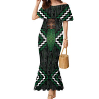 Maori Taiaha Pounamu Whakairo Personalized Family Matching Mermaid Dress and Hawaiian Shirt Jade Poutama Motifs LT7 Mom's Dress Jade - Polynesian Pride