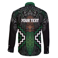 Maori Taiaha Pounamu Whakairo Personalized Family Matching Off The Shoulder Long Sleeve Dress and Hawaiian Shirt Jade Poutama Motifs LT7 - Polynesian Pride