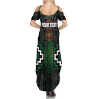 Maori Taiaha Pounamu Whakairo Personalized Family Matching Summer Maxi Dress and Hawaiian Shirt Jade Poutama Motifs LT7 - Polynesian Pride