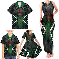 Maori Taiaha Pounamu Whakairo Personalized Family Matching Tank Maxi Dress and Hawaiian Shirt Jade Poutama Motifs LT7 - Polynesian Pride