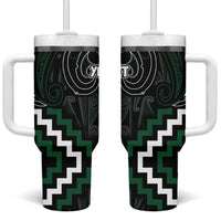 Maori Taiaha Pounamu Whakairo Personalized Tumbler With Handle Jade Poutama Motifs
