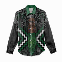 Maori Taiaha Pounamu Whakairo Personalized Women Casual Shirt Jade Poutama Motifs LT7 - Polynesian Pride