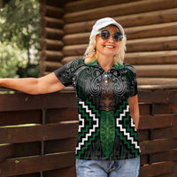 Maori Taiaha Pounamu Whakairo Personalized Women Polo Shirt Jade Poutama Motifs LT7 - Polynesian Pride