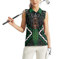 Maori Taiaha Pounamu Whakairo Personalized Women Sleeveless Polo Shirt Jade Poutama Motifs LT7 - Polynesian Pride