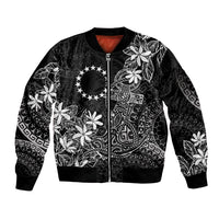 Black Kuki Airani Tapakau Bomber Jacket Tribal Anchor Mix Tiare
