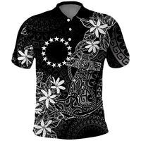 Black Kuki Airani Tapakau Polo Shirt Tribal Anchor Mix Tiare