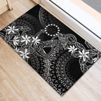 Black Kuki Airani Tapakau Rubber Doormat Tribal Anchor Mix Tiare