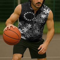 Black Kuki Airani Tapakau Sleeveless Zip Hoodie Tribal Anchor Mix Tiare LT7 - Polynesian Pride