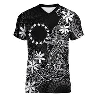 Black Kuki Airani Tapakau Women V-Neck T-Shirt Tribal Anchor Mix Tiare LT7 Female Black - Polynesian Pride
