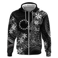 Black Kuki Airani Tapakau Zip Hoodie Tribal Anchor Mix Tiare