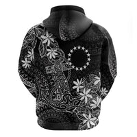 Black Kuki Airani Tapakau Zip Hoodie Tribal Anchor Mix Tiare