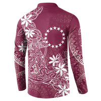 Maroon Kuki Airani Tapakau Button Sweatshirt Tribal Anchor Mix Tiare