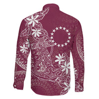 Maroon Kuki Airani Tapakau Family Matching Off The Shoulder Long Sleeve Dress and Hawaiian Shirt Tribal Anchor Mix Tiare LT7 - Polynesian Pride