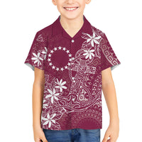 Maroon Kuki Airani Tapakau Family Matching Puletasi and Hawaiian Shirt Tribal Anchor Mix Tiare LT7 Son's Shirt Maroon - Polynesian Pride