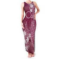 Maroon Kuki Airani Tapakau Family Matching Tank Maxi Dress and Hawaiian Shirt Tribal Anchor Mix Tiare LT7 Mom's Dress Maroon - Polynesian Pride