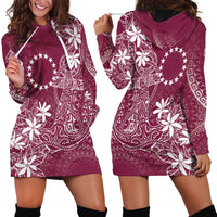 Maroon Kuki Airani Tapakau Hoodie Dress Tribal Anchor Mix Tiare LT7 - Polynesian Pride