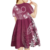 Maroon Kuki Airani Tapakau Kid Short Sleeve Dress Tribal Anchor Mix Tiare LT7 - Polynesian Pride
