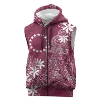 Maroon Kuki Airani Tapakau Sleeveless Zip Hoodie Tribal Anchor Mix Tiare LT7 Maroon - Polynesian Pride
