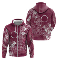 Maroon Kuki Airani Tapakau Zip Hoodie Tribal Anchor Mix Tiare