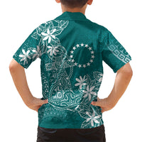 Teal Kuki Airani Tapakau Family Matching Off Shoulder Short Dress and Hawaiian Shirt Tribal Anchor Mix Tiare LT7 - Polynesian Pride