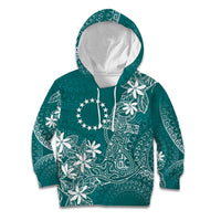 Teal Kuki Airani Tapakau Kid Hoodie Tribal Anchor Mix Tiare LT7 Hoodie Teal - Polynesian Pride