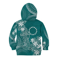 Teal Kuki Airani Tapakau Kid Hoodie Tribal Anchor Mix Tiare LT7 - Polynesian Pride