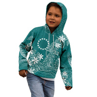 Teal Kuki Airani Tapakau Kid Hoodie Tribal Anchor Mix Tiare LT7 - Polynesian Pride