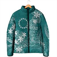 Teal Kuki Airani Tapakau Padded Jacket Tribal Anchor Mix Tiare LT7 - Polynesian Pride