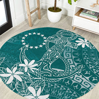 Teal Kuki Airani Tapakau Round Carpet Tribal Anchor Mix Tiare