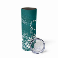 Teal Kuki Airani Tapakau Skinny Tumbler Tribal Anchor Mix Tiare LT7 - Polynesian Pride