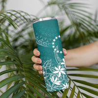 Teal Kuki Airani Tapakau Skinny Tumbler Tribal Anchor Mix Tiare LT7 - Polynesian Pride