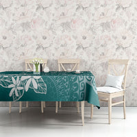 Teal Kuki Airani Tapakau Tablecloth Tribal Anchor Mix Tiare