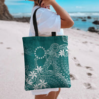 Teal Kuki Airani Tapakau Tote Bag Tribal Anchor Mix Tiare
