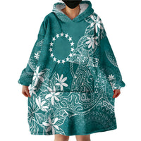 Teal Kuki Airani Tapakau Wearable Blanket Hoodie Tribal Anchor Mix Tiare LT7 - Polynesian Pride