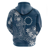 Navy Kuki Airani Tapakau Zip Hoodie Tribal Anchor Mix Tiare