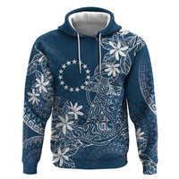 Navy Kuki Airani Tapakau Zip Hoodie Tribal Anchor Mix Tiare