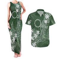 Sage Green Kuki Airani Tapakau Couples Matching Tank Maxi Dress and Hawaiian Shirt Tribal Anchor Mix Tiare LT7 Sage Green - Polynesian Pride