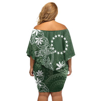 Sage Green Kuki Airani Tapakau Family Matching Off Shoulder Short Dress and Hawaiian Shirt Tribal Anchor Mix Tiare LT7 - Polynesian Pride
