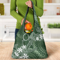 Sage Green Kuki Airani Tapakau Grocery Bag Tribal Anchor Mix Tiare