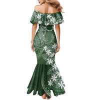 Sage Green Kuki Airani Tapakau Mermaid Dress Tribal Anchor Mix Tiare LT7 - Polynesian Pride