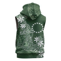 Sage Green Kuki Airani Tapakau Sleeveless Zip Hoodie Tribal Anchor Mix Tiare LT7 - Polynesian Pride