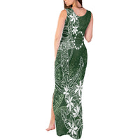 Sage Green Kuki Airani Tapakau Tank Maxi Dress Tribal Anchor Mix Tiare LT7 - Polynesian Pride