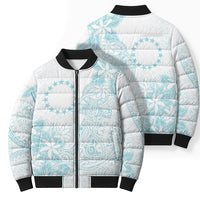 Turquoise Kuki Airani Tapakau Bomber Puffer Jacket Tribal Anchor Mix Tiare